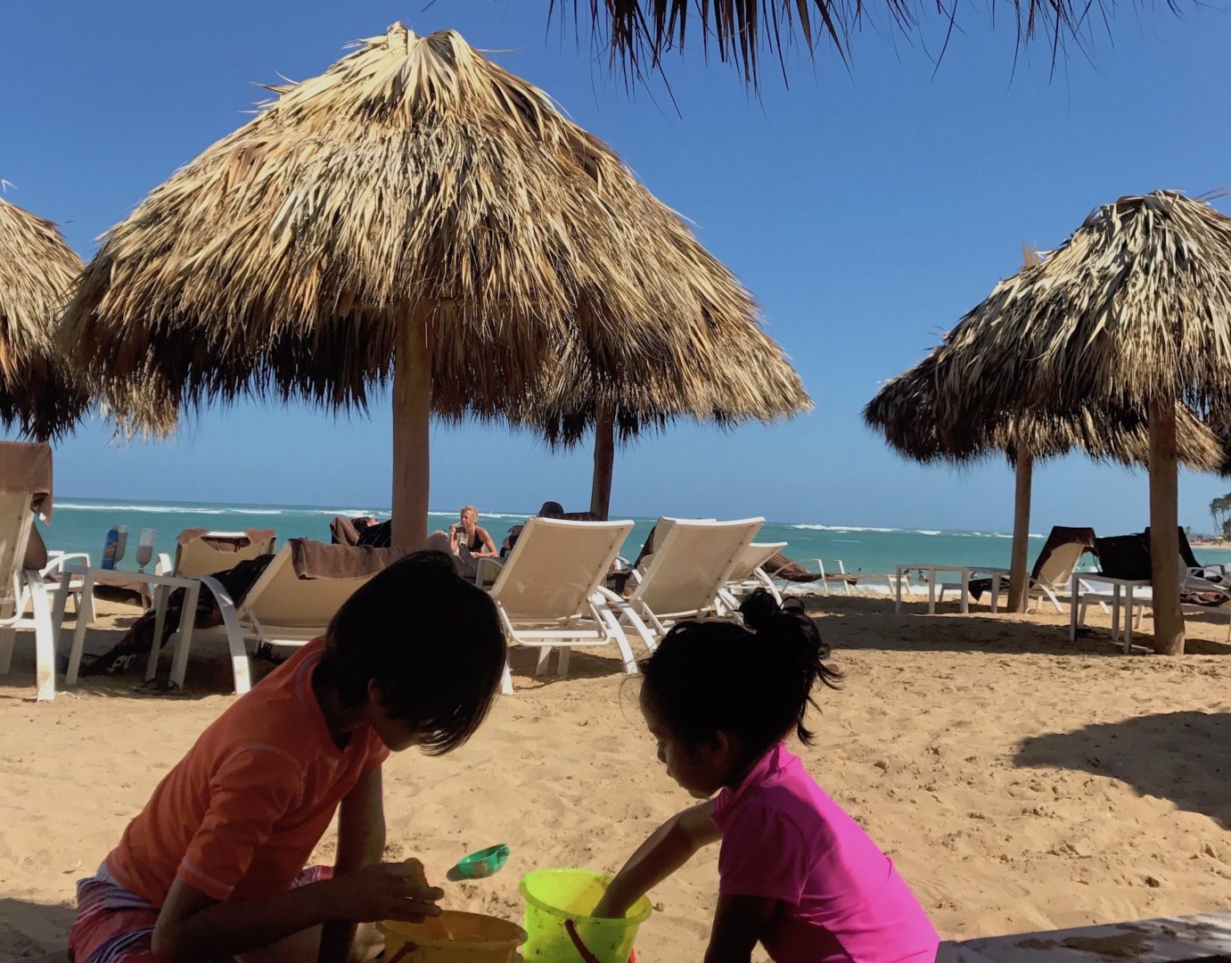 Dreams, Punta Cana, Dominican Republic. All-inclusive vacation. Children on the beach.