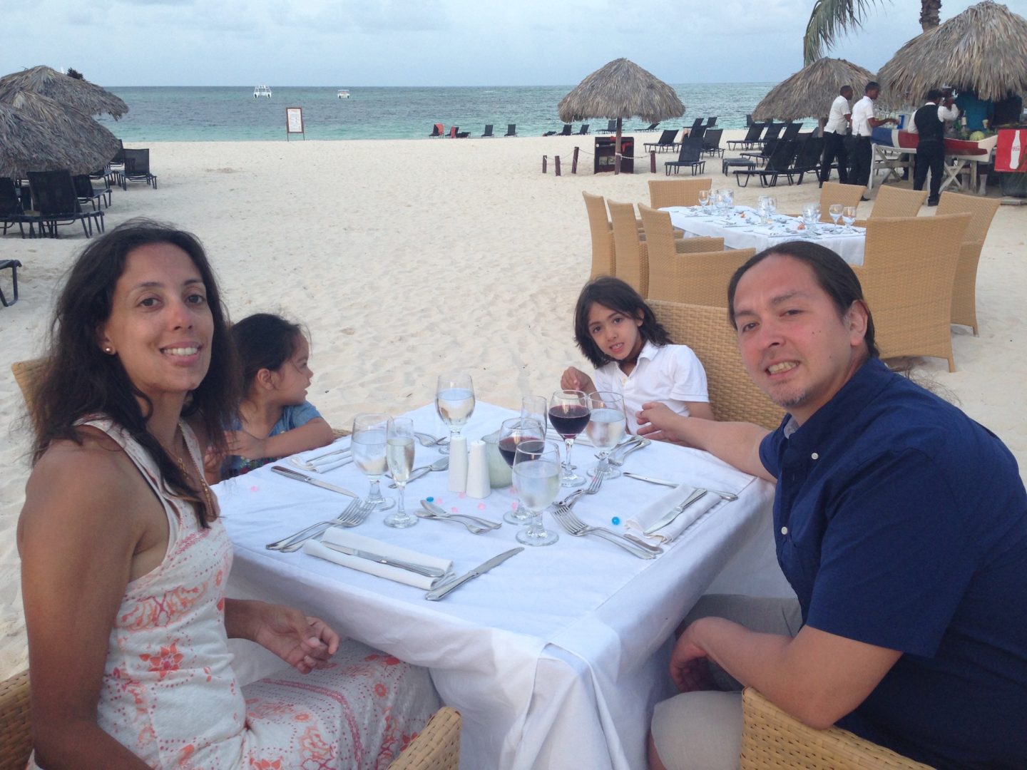 Dreams, Punta Cana, Dominican Republic. All-inclusive beach resort. Dinner on the beach.